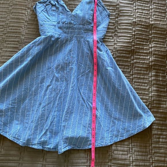 Windsor Blue and White Striped Mini Summer Dress - Size Medium - Picture 6 of 7